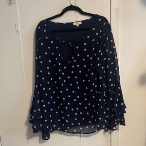 Entro Navy and White Polka Dot Blouse